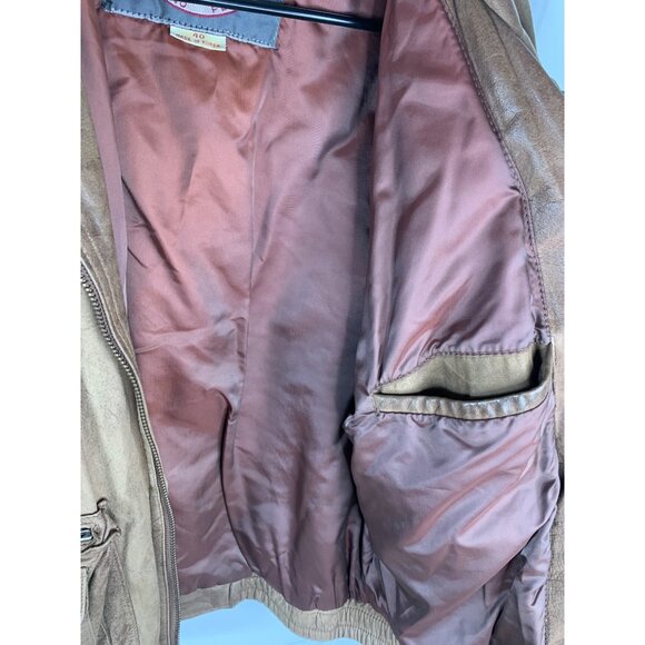 Vintage Brown Leather Midway Bomber Jacket Coat - Picture 8 of 10